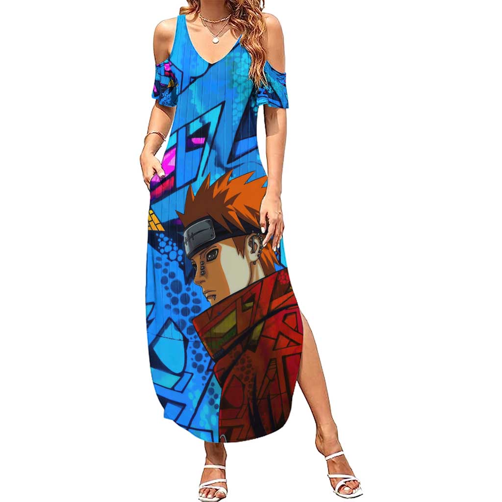 Naruto Akatsuki Urban Grafitti Pain Summer Maxi Dress Anime  Mix Abstract Style