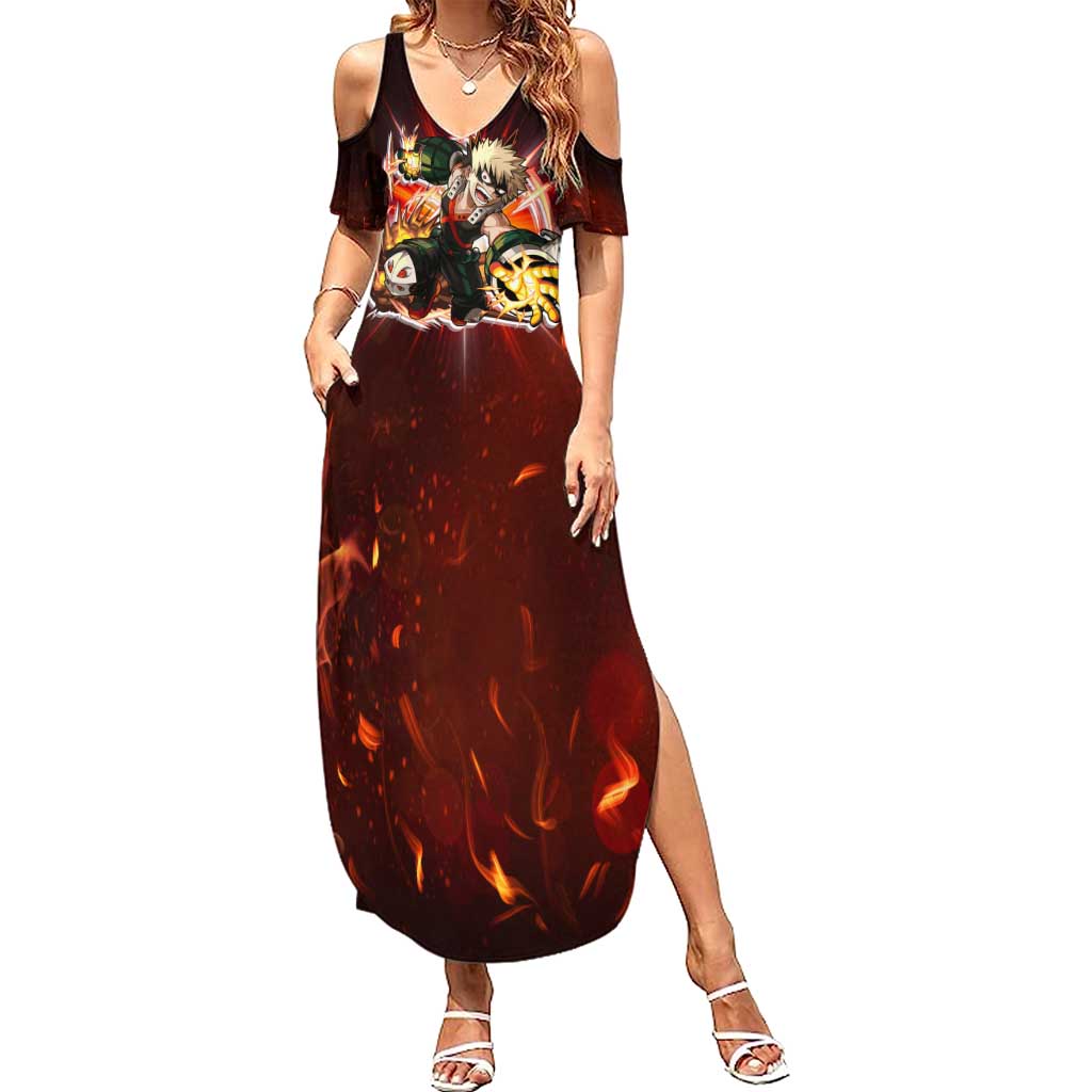 Blazing Bakugo My Hero Academia Summer Maxi Dress Anime Style