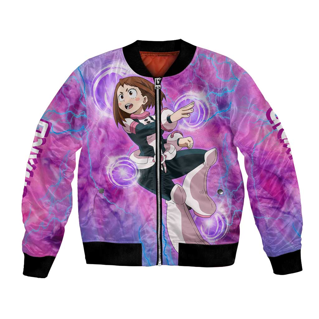 Trippy Uraraka Ochako My Hero Academia Bomber Jacket Anime Mix Tie Dye Style