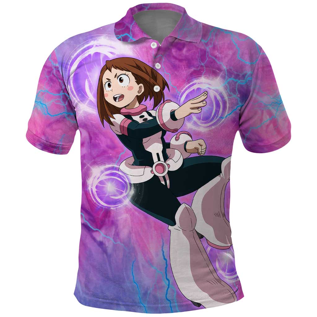 Trippy Uraraka Ochako My Hero Academia Polo Shirt Anime Mix Tie Dye Style