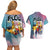 Neon FLCL Couples Matching Off Shoulder Short Dress and Hawaiian Shirt Anime Style