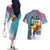 Neon FLCL Couples Matching Off The Shoulder Long Sleeve Dress and Hawaiian Shirt Anime Style