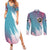 Neon FLCL Couples Matching Summer Maxi Dress and Long Sleeve Button Shirt Anime Style