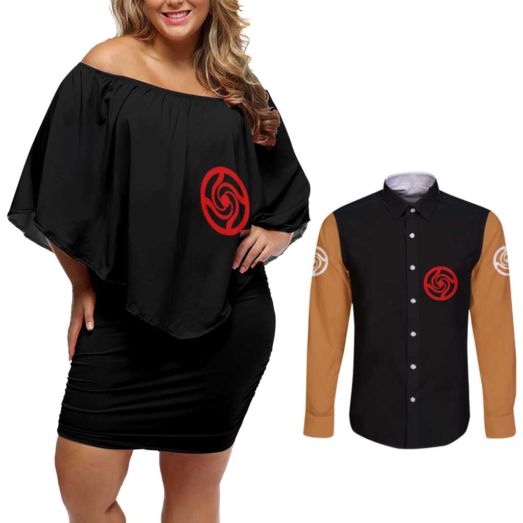 Nobara Kugisaki  - Jujutsu Kaisen Couples Matching Off Shoulder Short Dress and Long Sleeve Button Shirt Anime Mix Manga Style