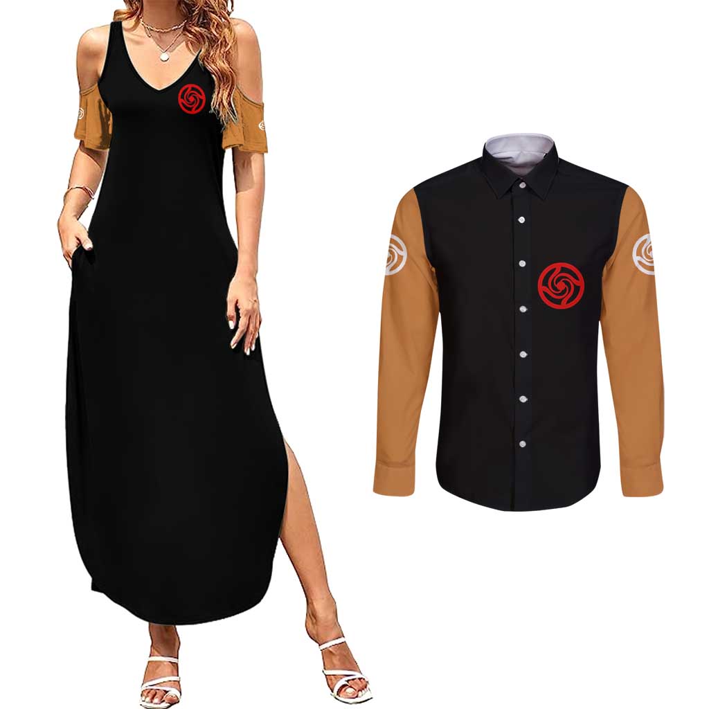 Nobara Kugisaki  - Jujutsu Kaisen Couples Matching Summer Maxi Dress and Long Sleeve Button Shirt Anime Mix Manga Style