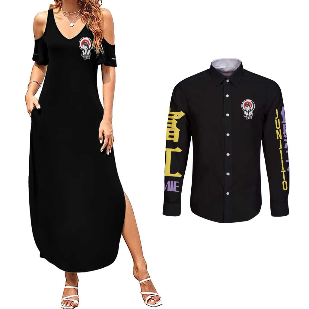 Tomie Junji Ito Collection Couples Matching Summer Maxi Dress and Long Sleeve Button Shirt Anime Style