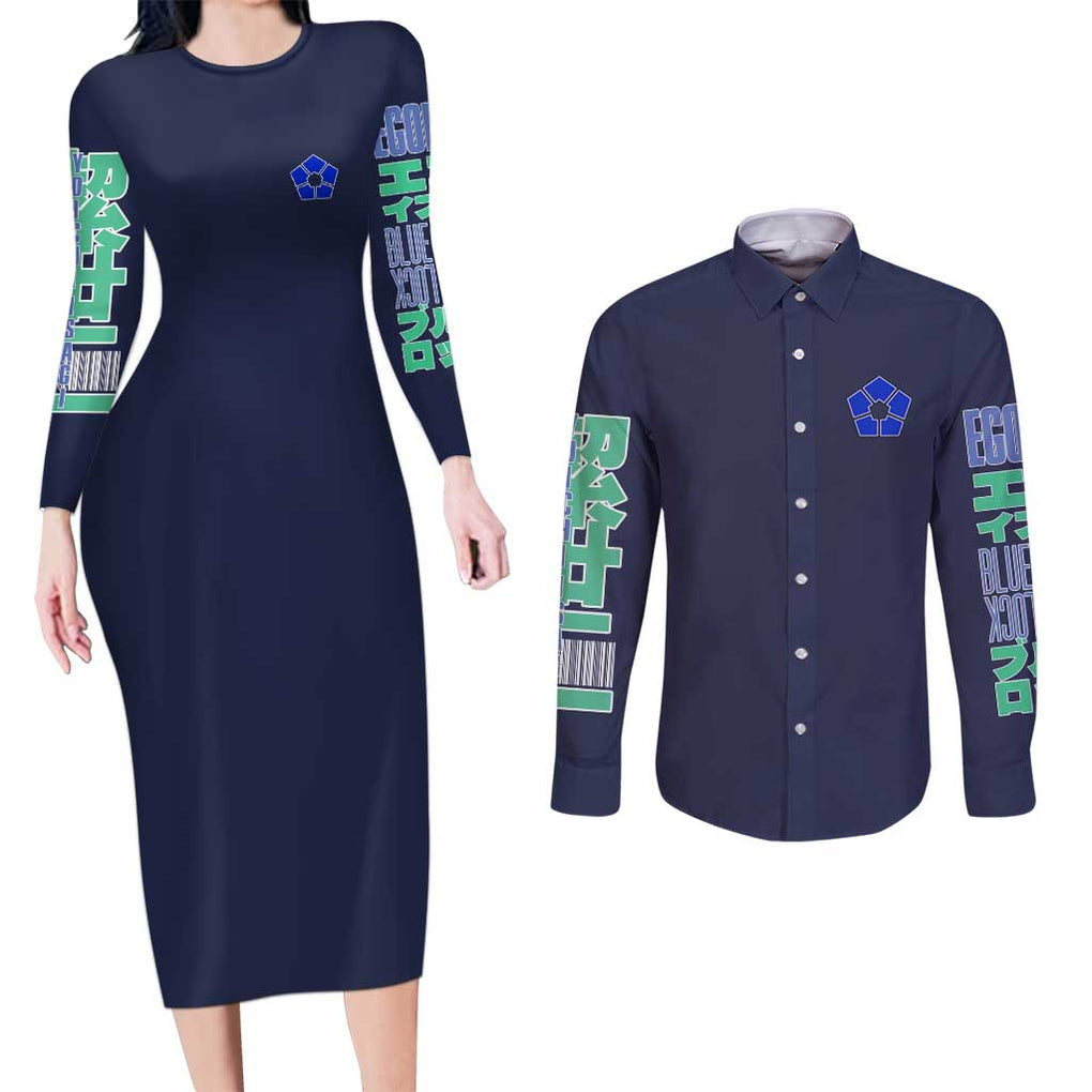 Isagi Yoichi Blue Lock Couples Matching Long Sleeve Bodycon Dress and Long Sleeve Button Shirt Japan Anime Style