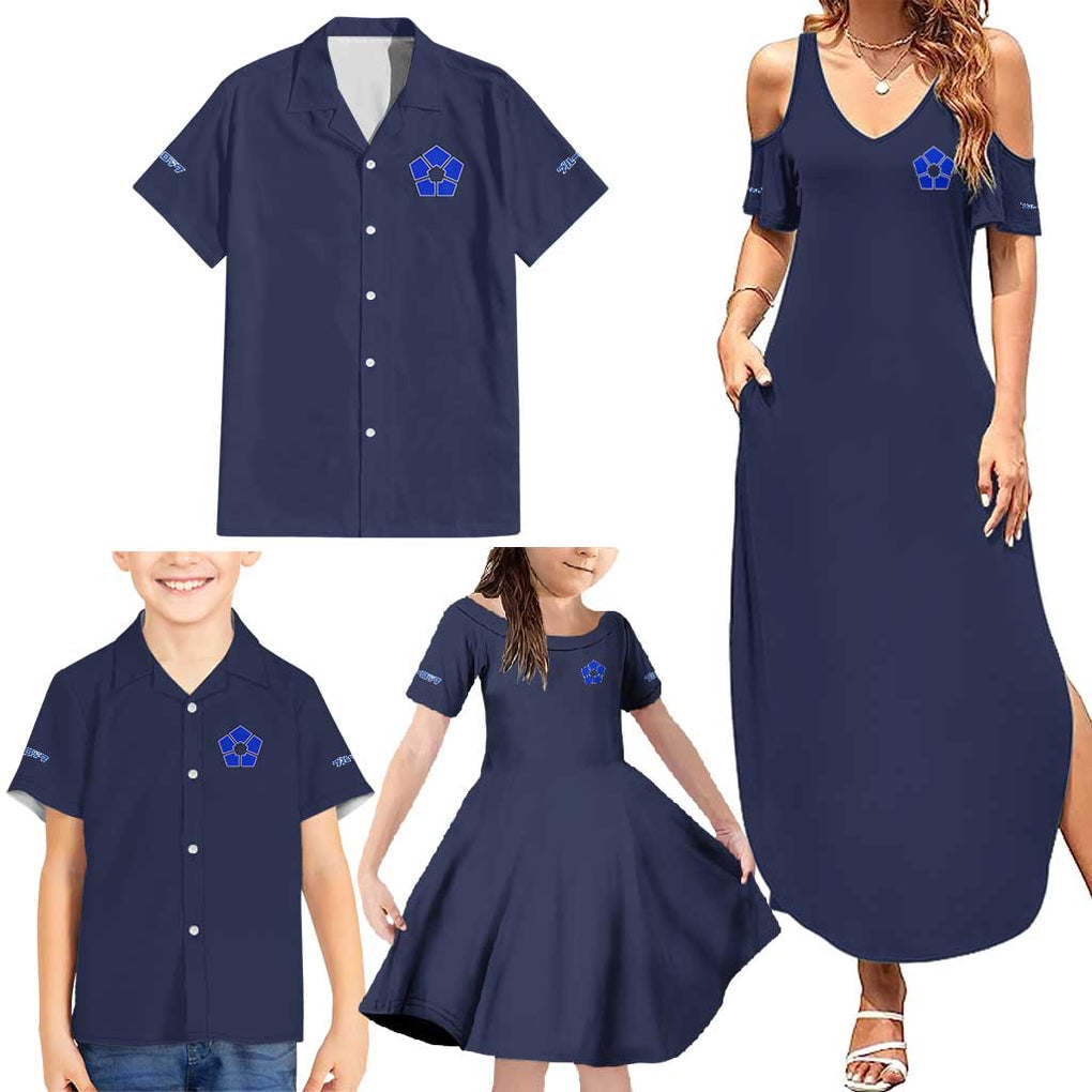 Isagi Yoichi Blue Lock Family Matching Summer Maxi Dress and Hawaiian Shirt Japan Anime Style