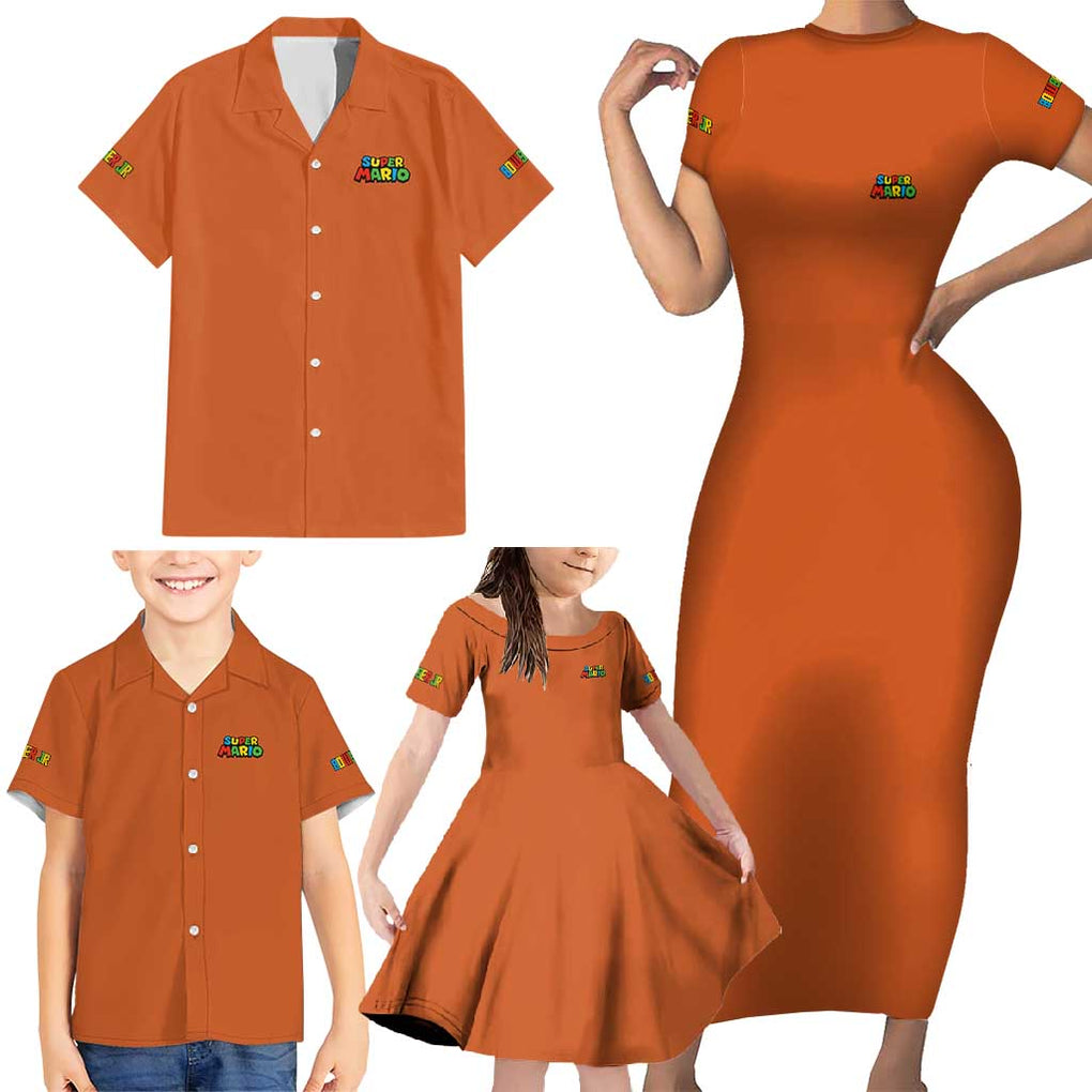 Bowser Jr. Mario Bros Family Matching Short Sleeve Bodycon Dress and Hawaiian Shirt Japan Anime Style