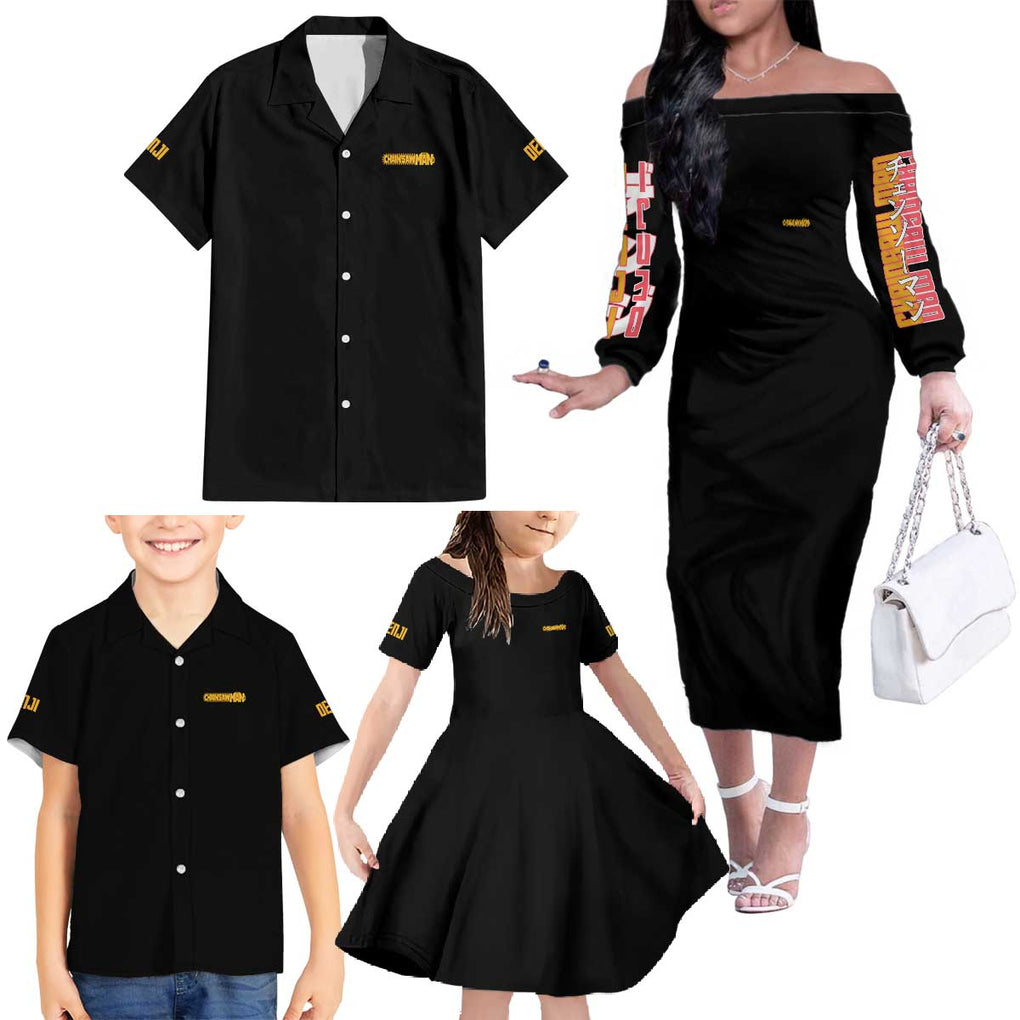 Denji V4 Chainsaw Man Family Matching Off The Shoulder Long Sleeve Dress and Hawaiian Shirt Japan Anime Style