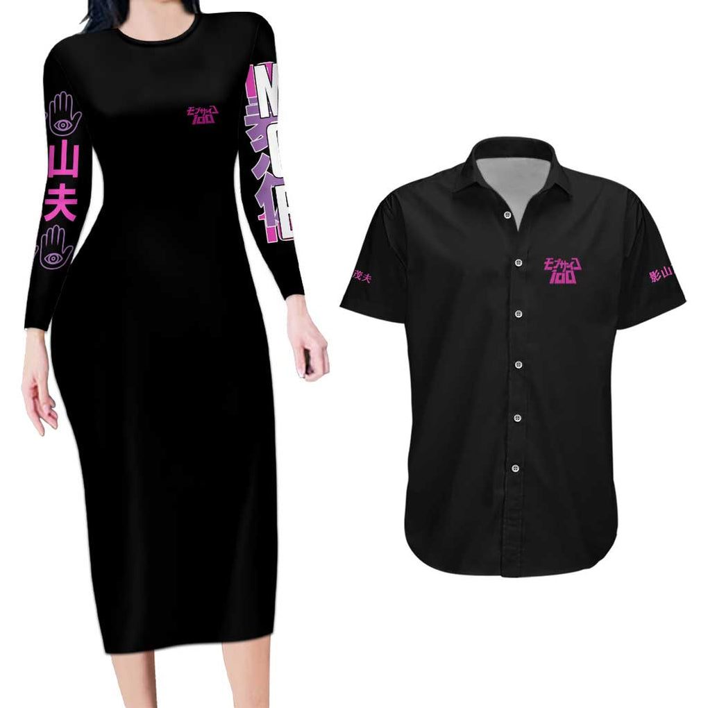 Shigeo Kageyama V2 Mob Psycho 100 Couples Matching Long Sleeve Bodycon Dress and Hawaiian Shirt Japan Anime Style