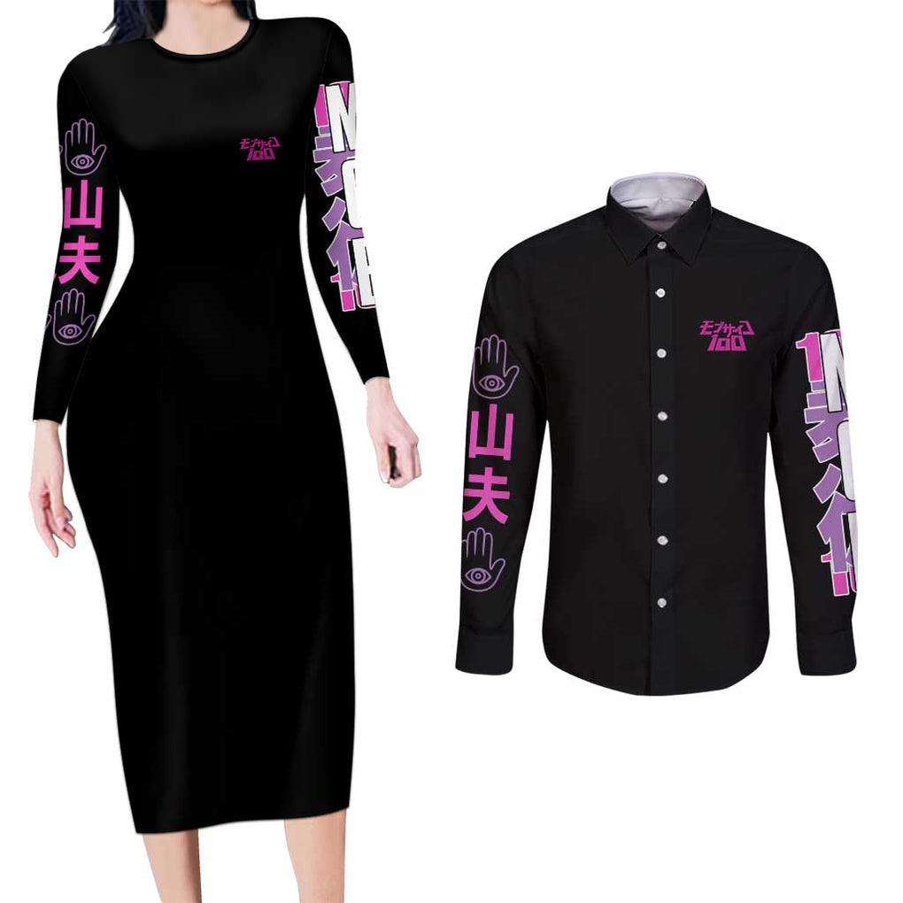 Shigeo Kageyama V2 Mob Psycho 100 Couples Matching Long Sleeve Bodycon Dress and Long Sleeve Button Shirt Japan Anime Style