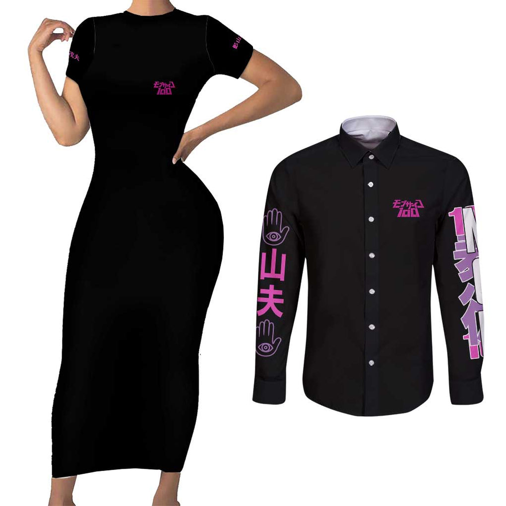 Shigeo Kageyama V2 Mob Psycho 100 Couples Matching Short Sleeve Bodycon Dress and Long Sleeve Button Shirt Japan Anime Style