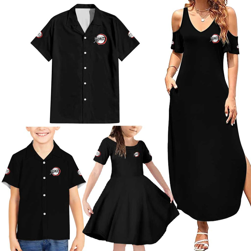 Sakonji Urokodaki Demon Slayer Family Matching Summer Maxi Dress and Hawaiian Shirt Japan Anime Style