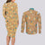 Dragonite Pattern Style Couples Matching Long Sleeve Bodycon Dress and Long Sleeve Button Shirt