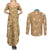 Dragonite Pattern Style Couples Matching Summer Maxi Dress and Long Sleeve Button Shirt