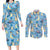 Lapras Clothes Pattern Style Couples Matching Long Sleeve Bodycon Dress and Long Sleeve Button Shirt