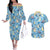 Lapras Clothes Pattern Style Couples Matching Off The Shoulder Long Sleeve Dress and Hawaiian Shirt