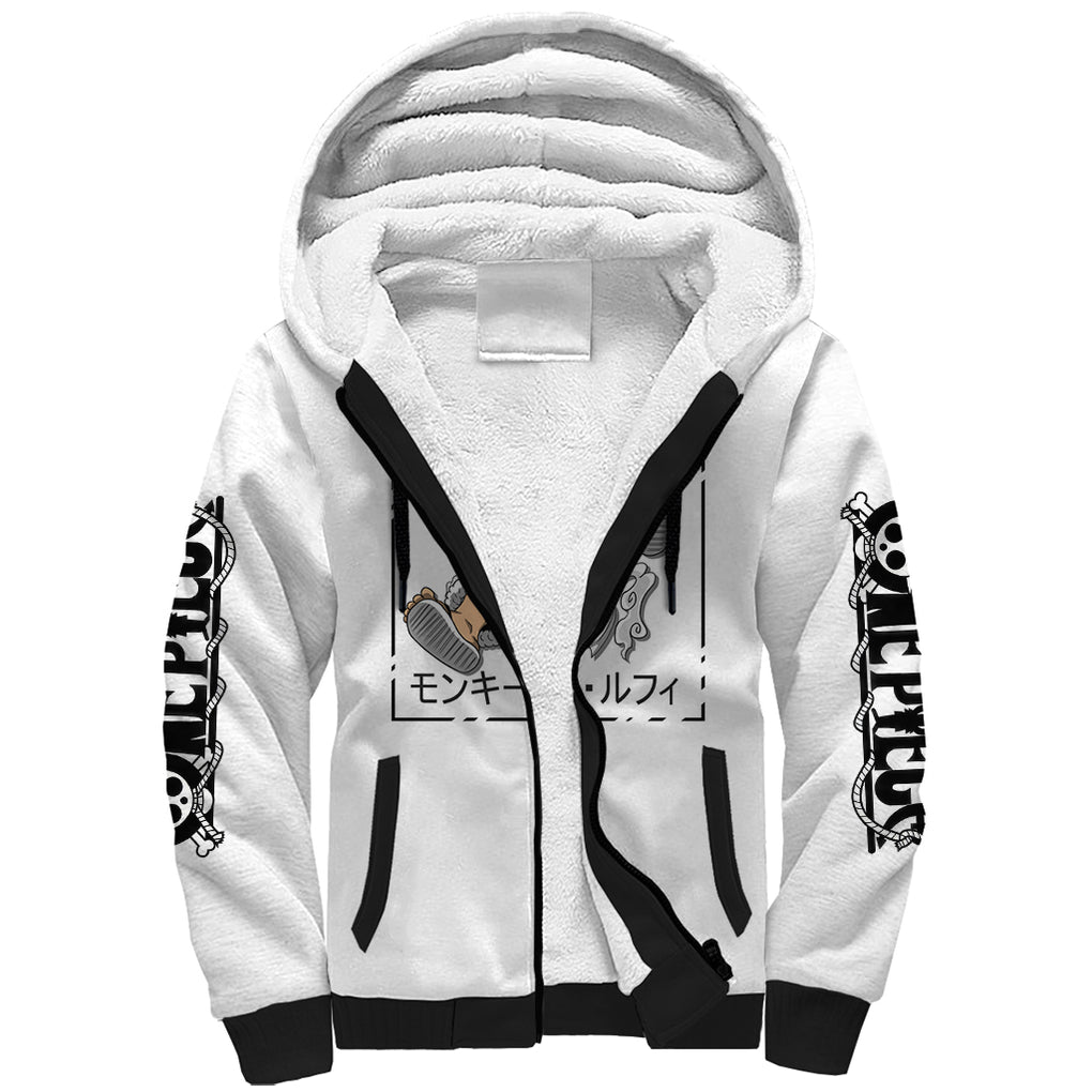 Luffy Gear 5 White Hair One Piece Streetstyle Sherpa Hoodie