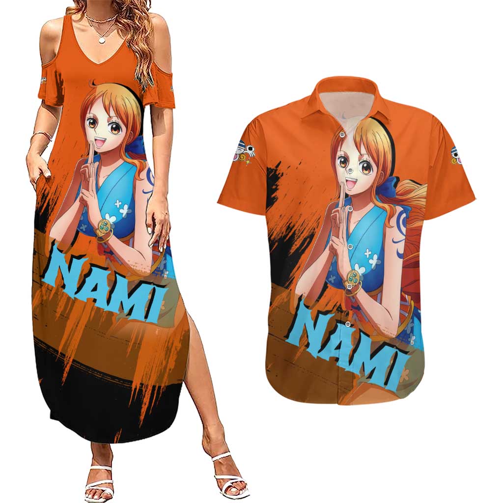 Nami - One Piece Couples Matching Summer Maxi Dress and Hawaiian Shirt Anime Style