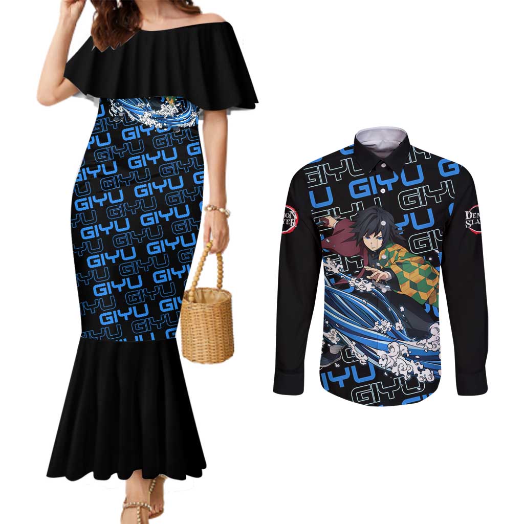 Tomioka Giyu - Demon Slayer Couples Matching Mermaid Dress and Long Sleeve Button Shirt Anime Japan Style