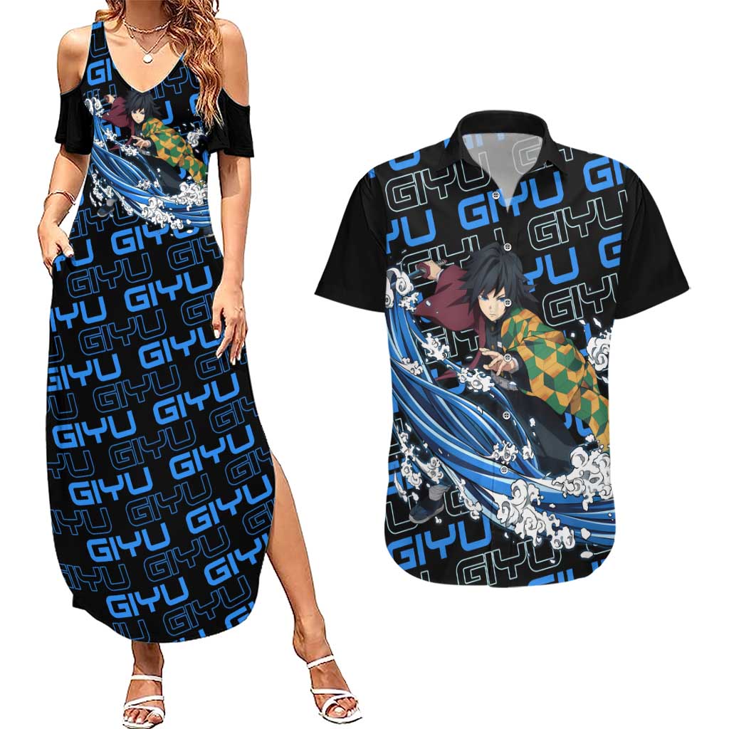 Tomioka Giyu - Demon Slayer Couples Matching Summer Maxi Dress and Hawaiian Shirt Anime Japan Style