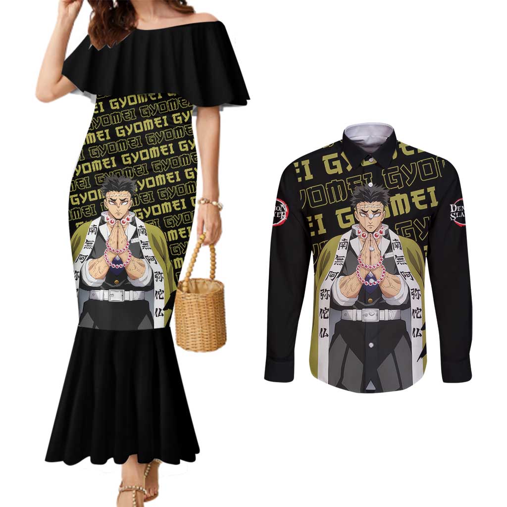 Gyomei Himejima - Demon Slayer Couples Matching Mermaid Dress and Long Sleeve Button Shirt Anime Japan Style