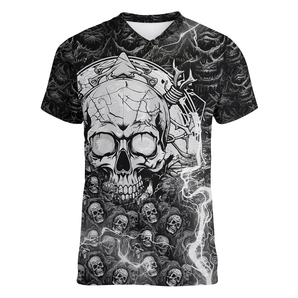 skull-women-v-neck-t-shirt-your-demons-hide-under-your-bed-mine-hide-inside-my-head