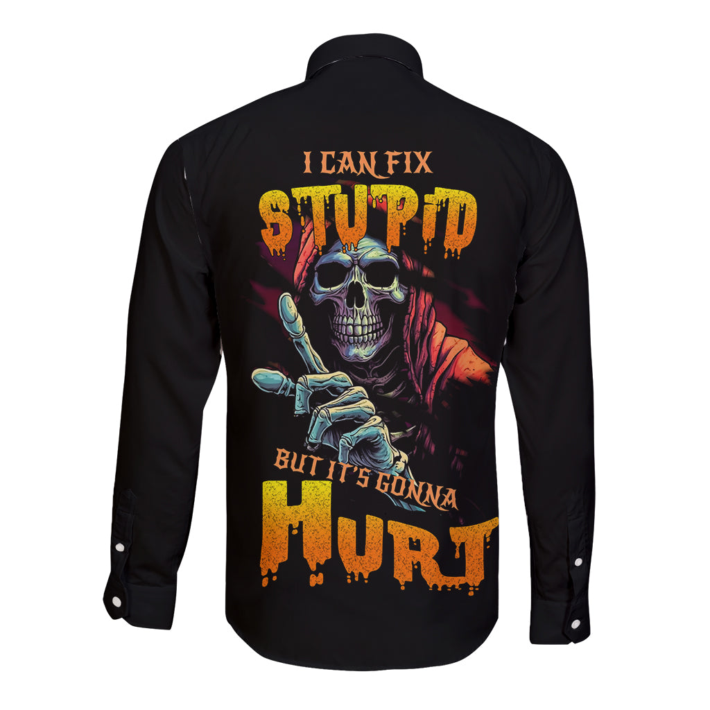 reaper-skull-long-sleeve-button-shirt-i-can-fix-stupid-but-its-gonna-hurt