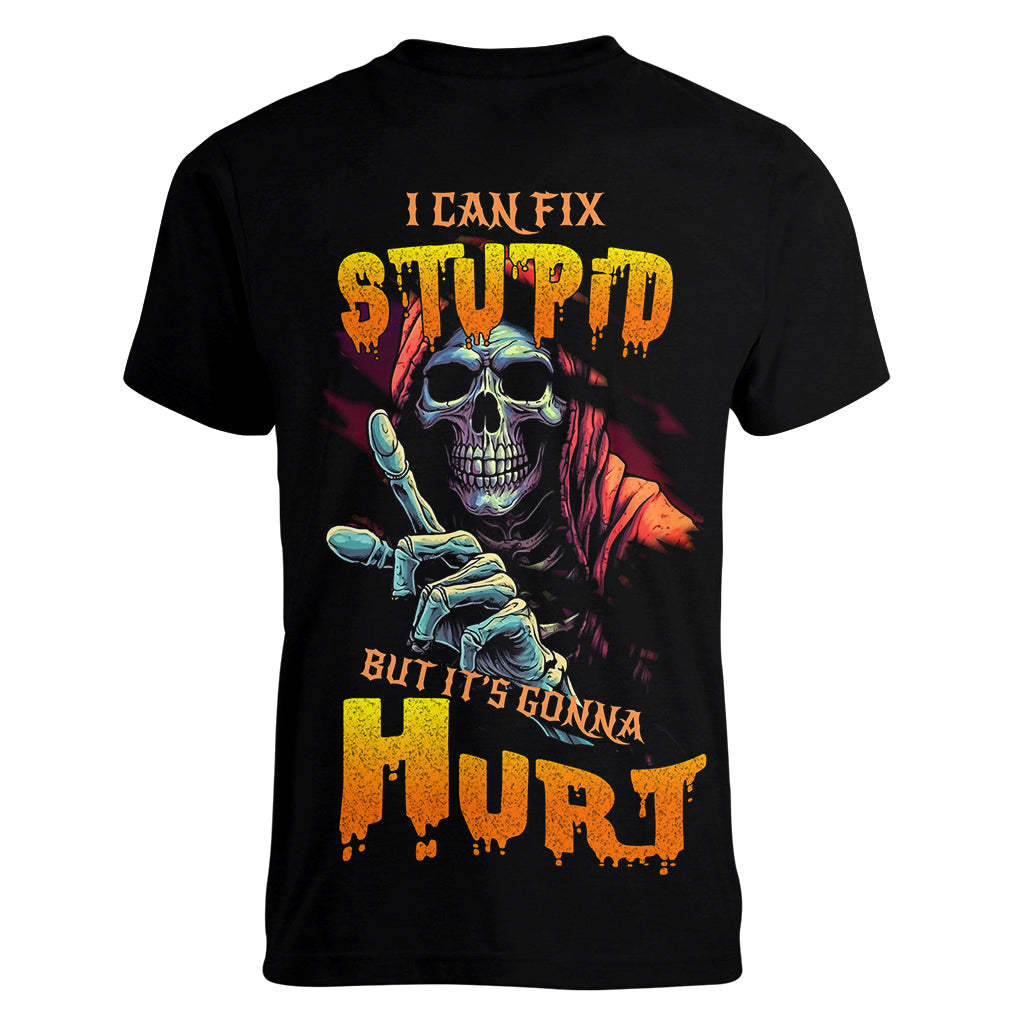 reaper-skull-women-v-neck-t-shirt-i-can-fix-stupid-but-its-gonna-hurt