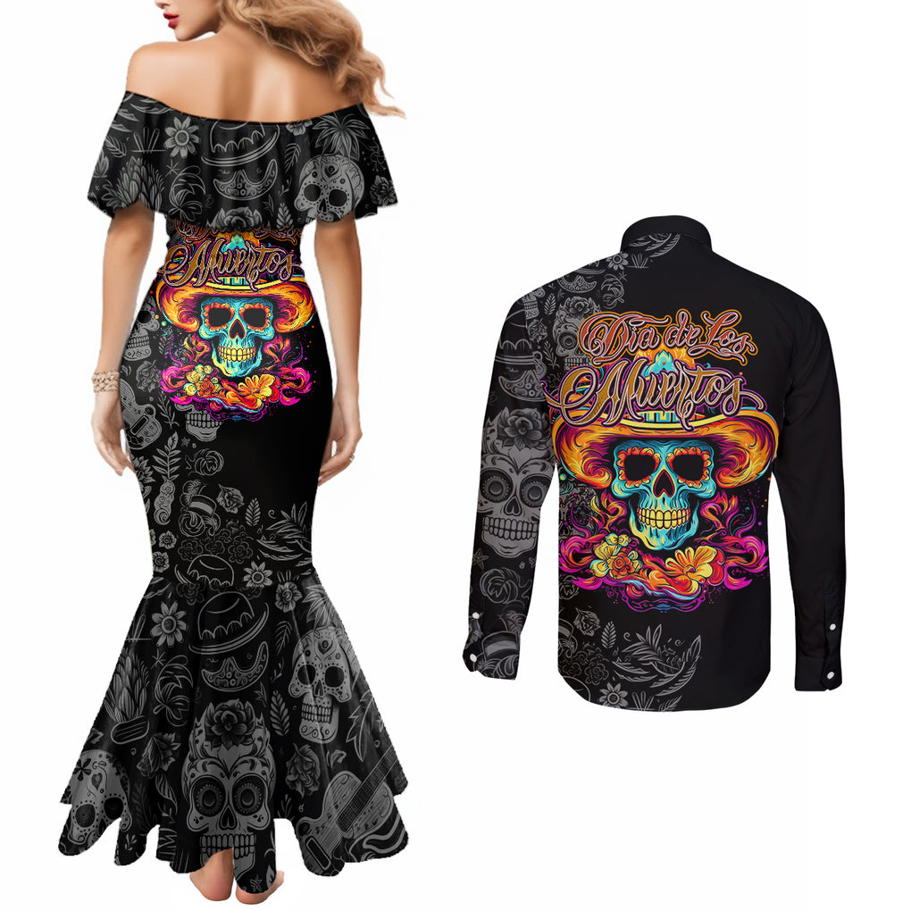 day-of-the-dead-sugar-skull-couples-matching-mermaid-dress-and-long-sleeve-button-shirts-dia-de-los-murtos