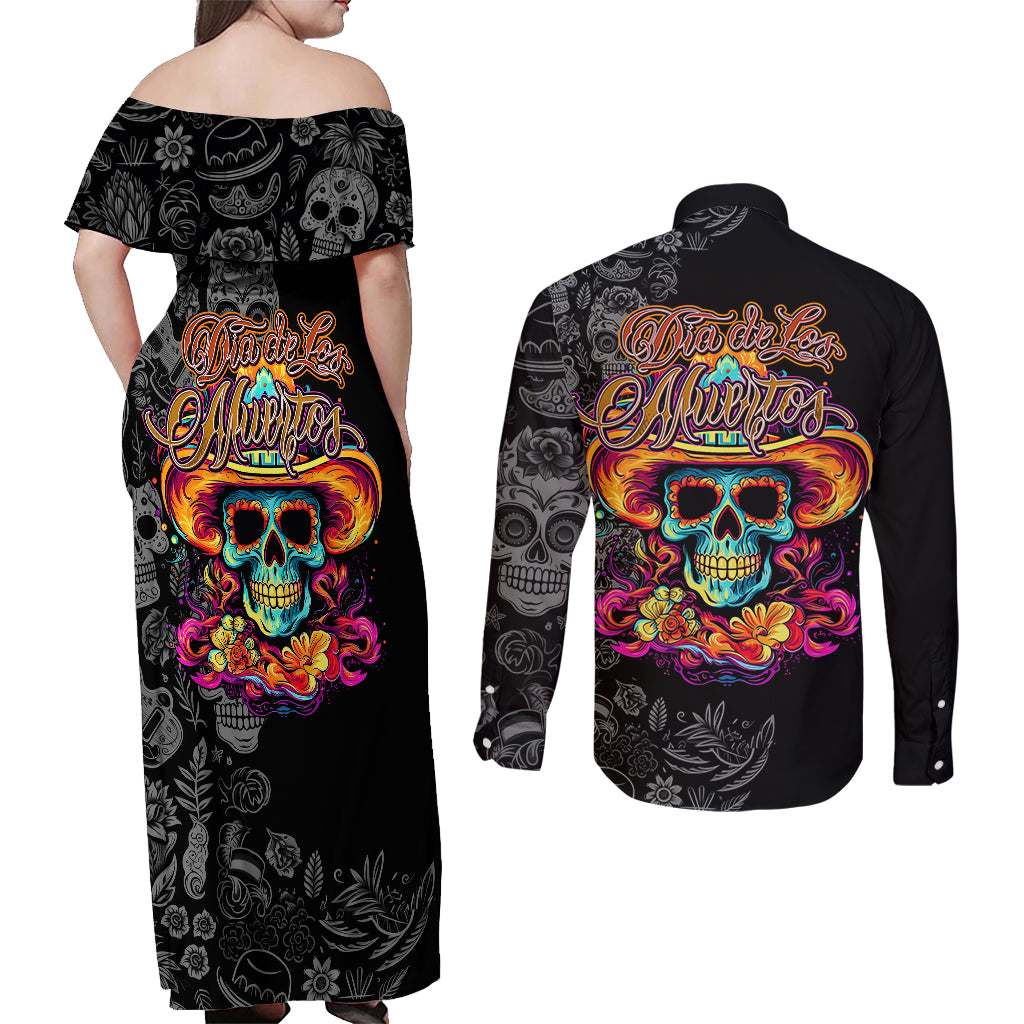 day-of-the-dead-sugar-skull-couples-matching-off-shoulder-maxi-dress-and-long-sleeve-button-shirts-dia-de-los-murtos