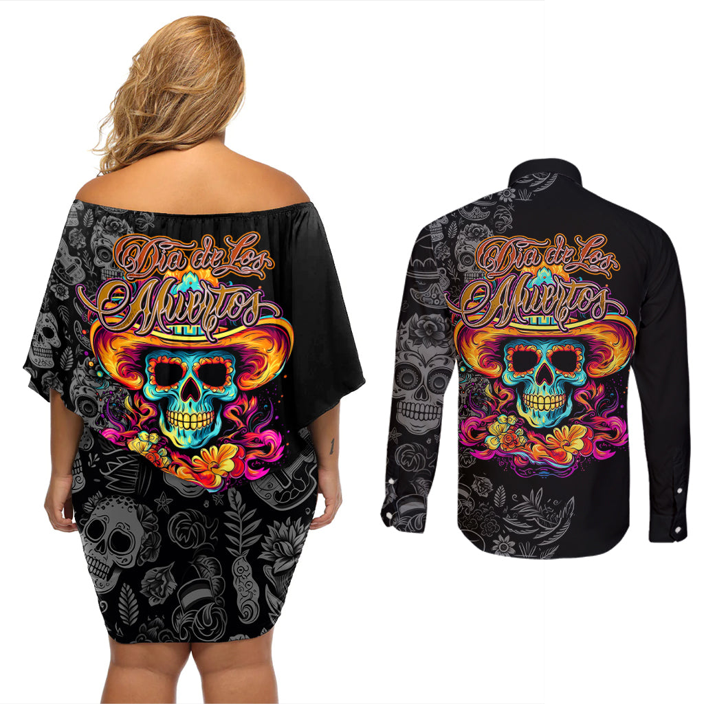 day-of-the-dead-sugar-skull-couples-matching-off-shoulder-short-dress-and-long-sleeve-button-shirts-dia-de-los-murtos