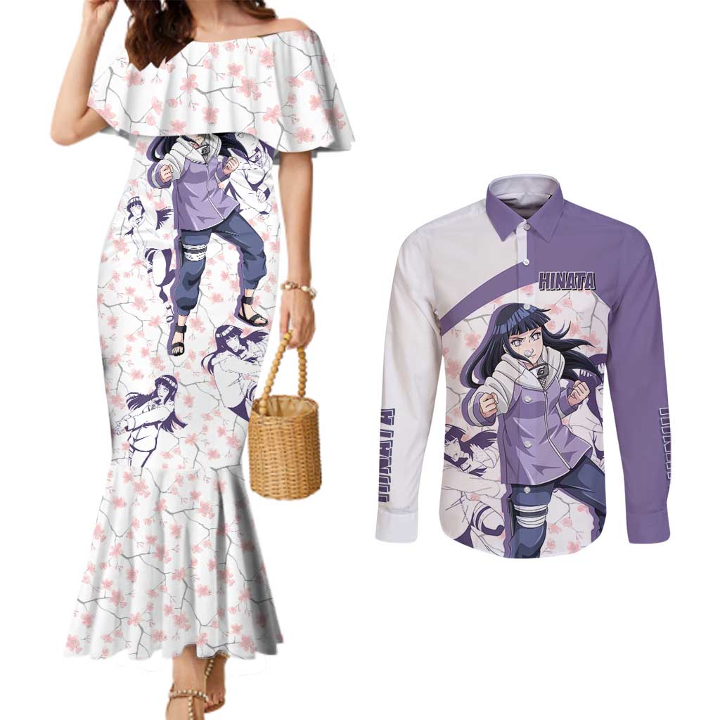 Hinata Hyuga - Naruto Couples Matching Mermaid Dress and Long Sleeve Button Shirt Anime Style