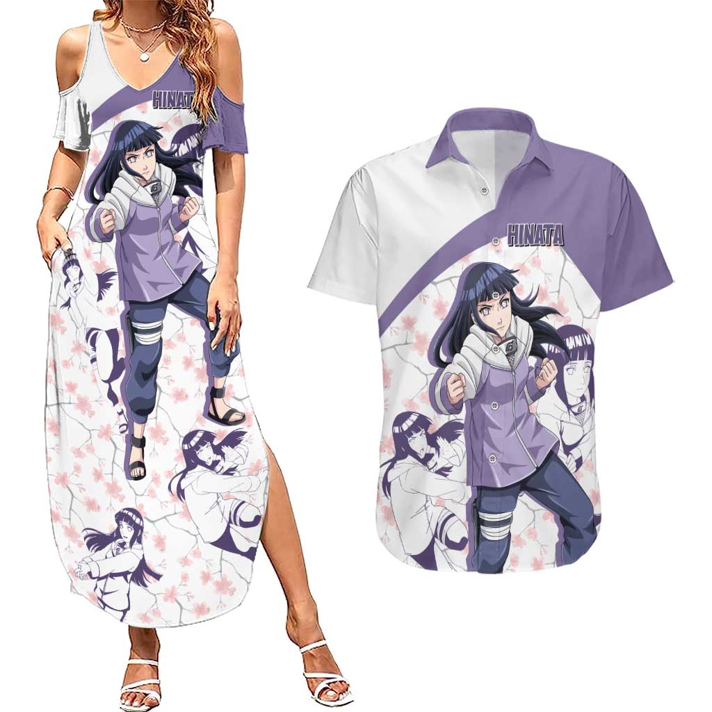 Hinata Hyuga - Naruto Couples Matching Summer Maxi Dress and Hawaiian Shirt Anime Style