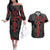 skull-horror-satan-symbol-grunge-couples-matching-off-the-shoulder-long-sleeve-dress-and-hawaiian-shirt