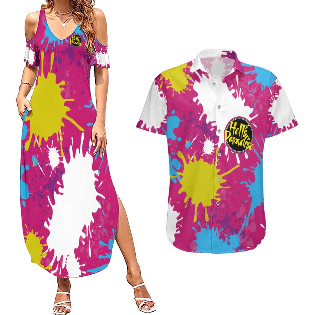 Art Fantasma Hell’s Paradise Couples Matching Summer Maxi Dress and Hawaiian Shirt Anime Uniform Mix Color Painting Splash