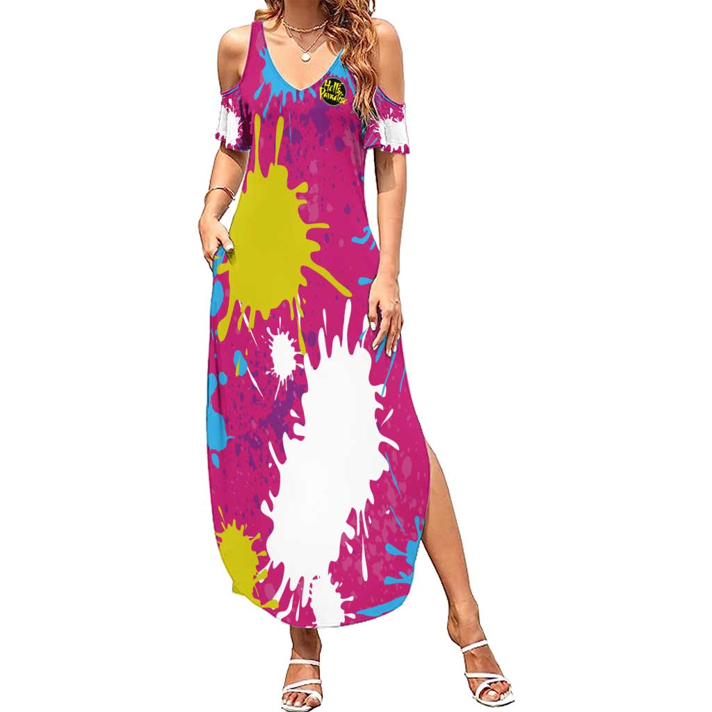 Art Fantasma Hell’s Paradise Summer Maxi Dress Anime Uniform Mix Color Painting Splash