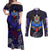 Abstract Gundam Couples Matching Off Shoulder Maxi Dress and Long Sleeve Button Shirt Anime Mix Abstract Background Style