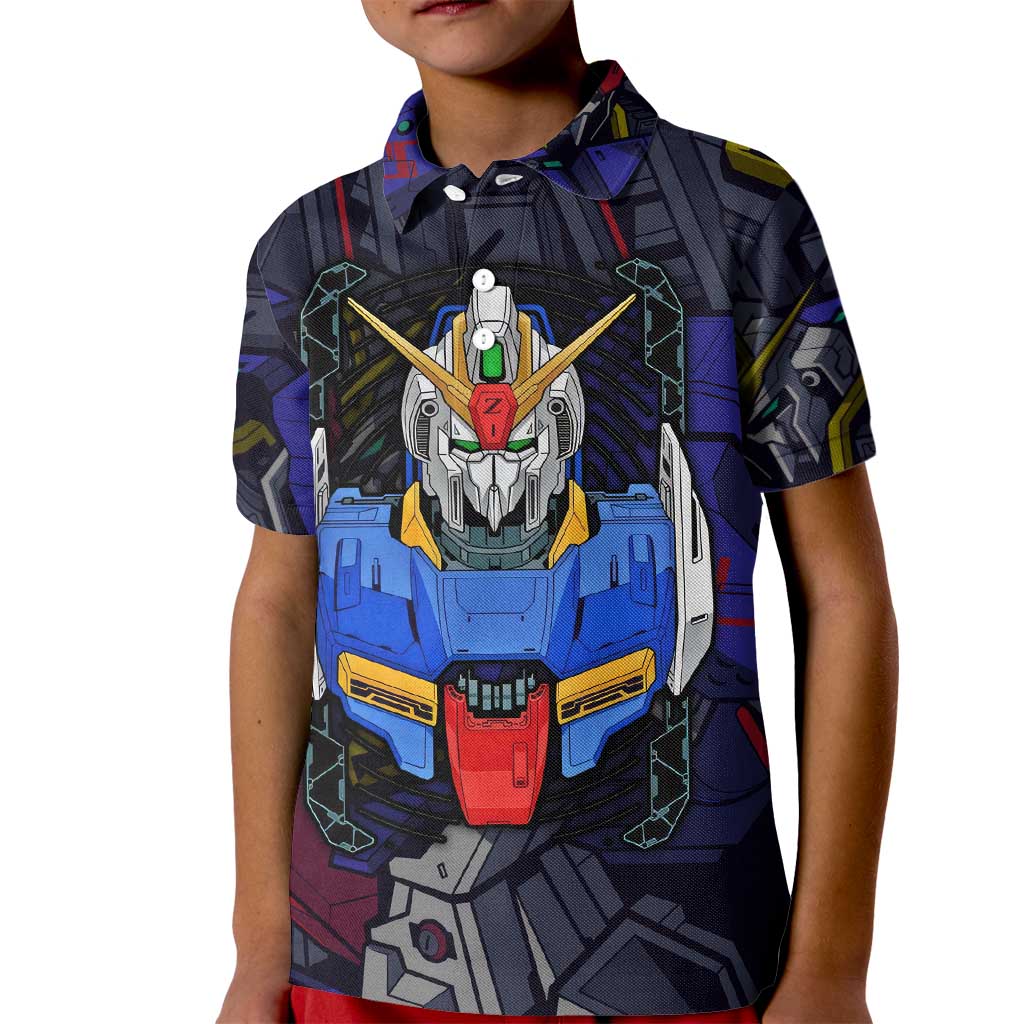 Abstract Gundam Kid Polo Shirt Anime Mix Abstract Background Style