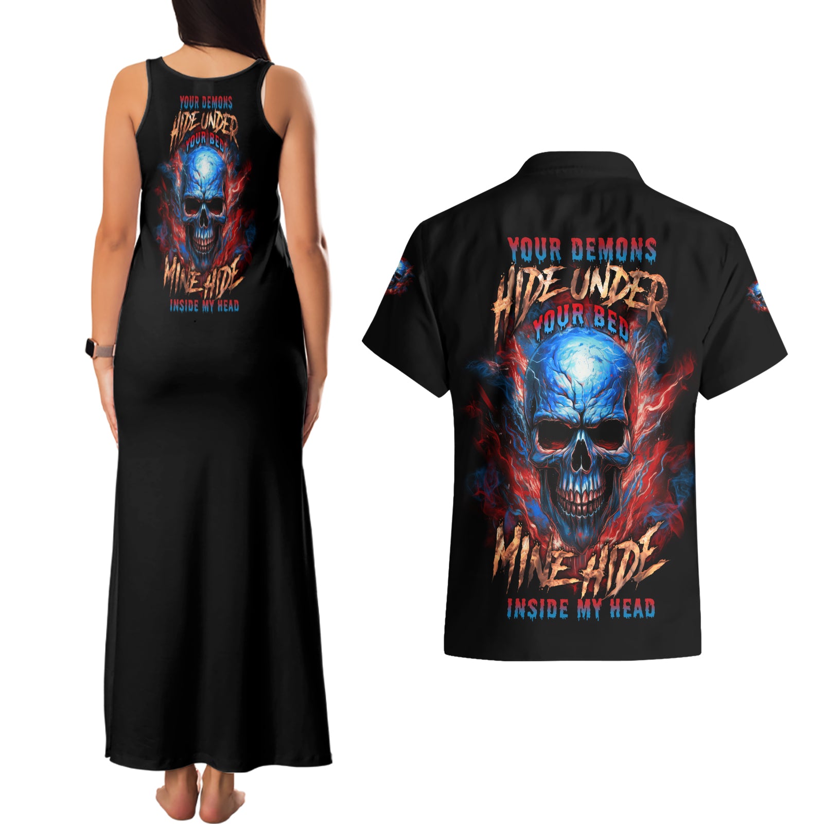 your-demons-hide-under-your-bed-skull-couples-matching-tank-maxi-dress-and-hawaiian-shirt