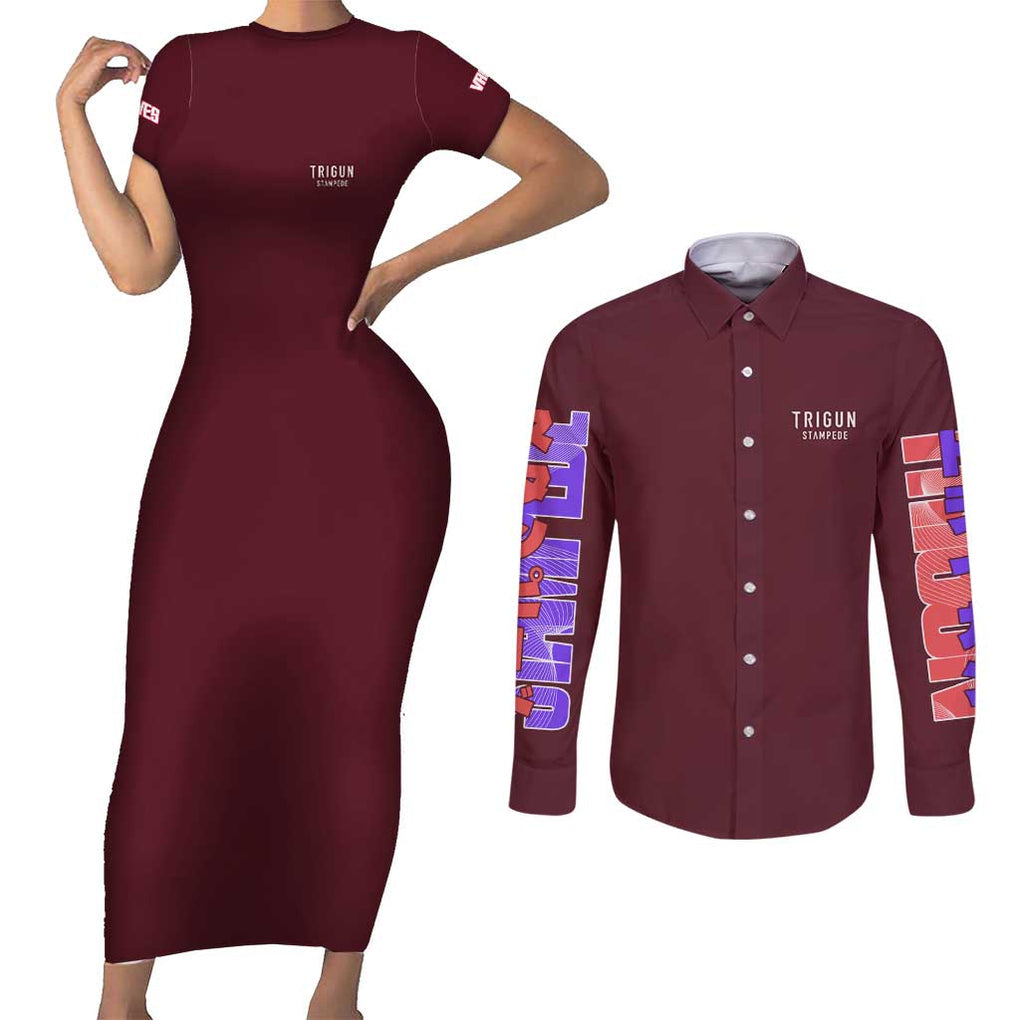 Trigun Stampede Couples Matching Short Sleeve Bodycon Dress and Long Sleeve Button Shirt Japan Anime Style