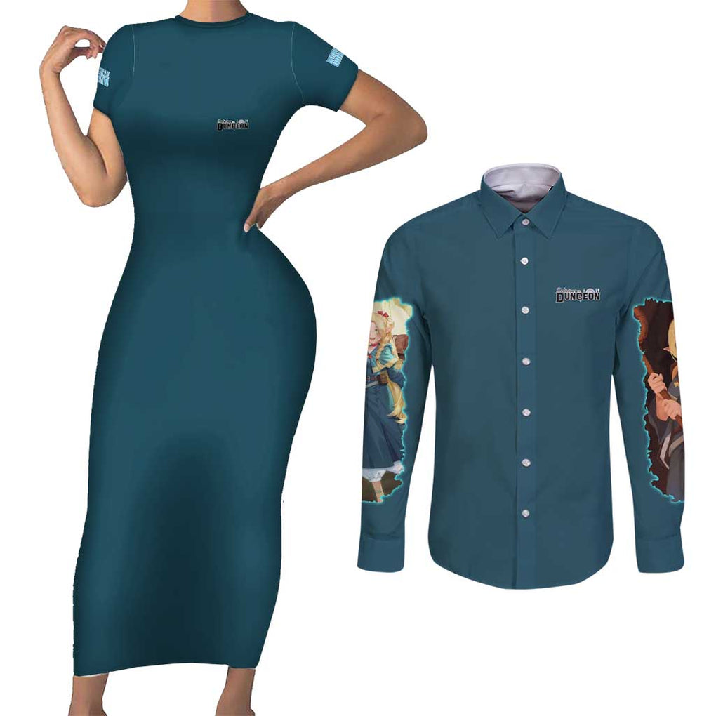 Marcille Donato Delicious in Dungeon Couples Matching Short Sleeve Bodycon Dress and Long Sleeve Button Shirt Japan Anime Style