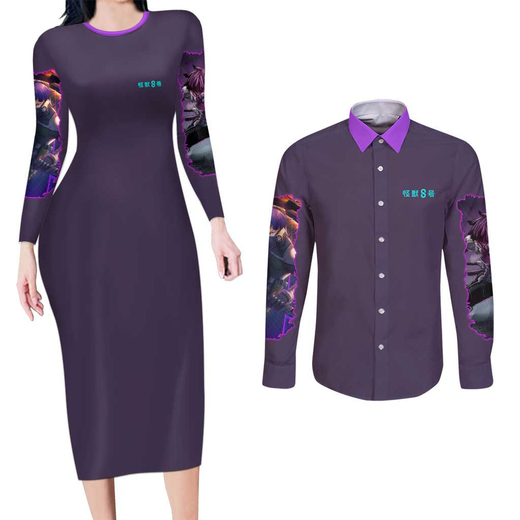 Hoshina Soshiro Kaiju No. 8 Couples Matching Long Sleeve Bodycon Dress and Long Sleeve Button Shirt Japan Anime Style