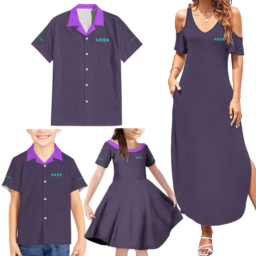 Hoshina Soshiro Kaiju No. 8 Family Matching Summer Maxi Dress and Hawaiian Shirt Japan Anime Style