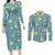 Squirtle Clothes Pattern Style Couples Matching Long Sleeve Bodycon Dress and Long Sleeve Button Shirt