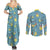 Squirtle Clothes Pattern Style Couples Matching Summer Maxi Dress and Long Sleeve Button Shirt