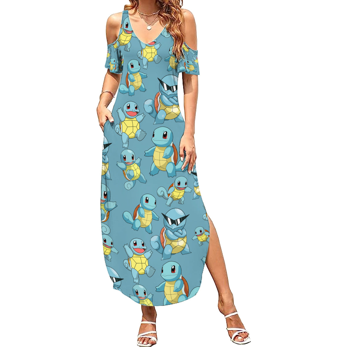 Squirtle Clothes Pattern Style Summer Maxi Dress