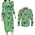 Sceptile Pattern Style Couples Matching Long Sleeve Bodycon Dress and Long Sleeve Button Shirt