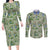 Tyranitar Pattern Style Couples Matching Long Sleeve Bodycon Dress and Long Sleeve Button Shirt